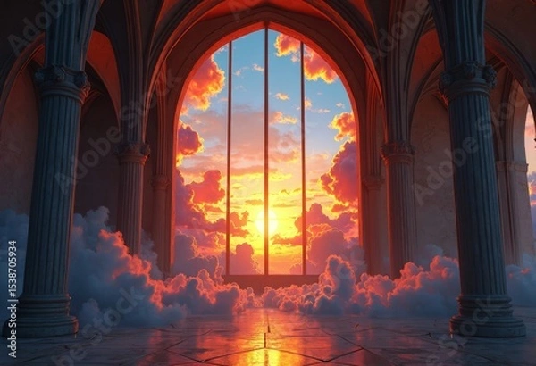 Obraz The sacred radiance above the clouds