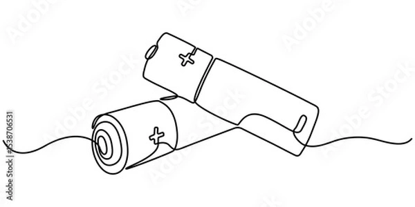 Fototapeta Continuous one line drawing of battery charging vector illustration, Continuous one line drawing of battery charging vector illustration, Continuous one line drawing of battery charging Lightning. 