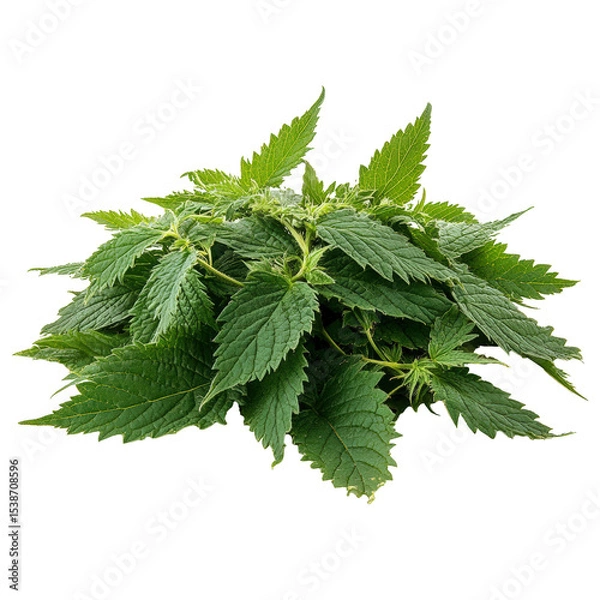 Fototapeta A bunch of green leaves are piled on top of each other. The leaves are fresh and vibrant, giving off a sense of life and vitality. The arrangement of the leaves creates a visually appealing