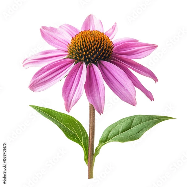 Fototapeta A single purple flower with a green stem. The flower is the main focus of the image. The flower is in full bloom and is the most prominent feature of the image
