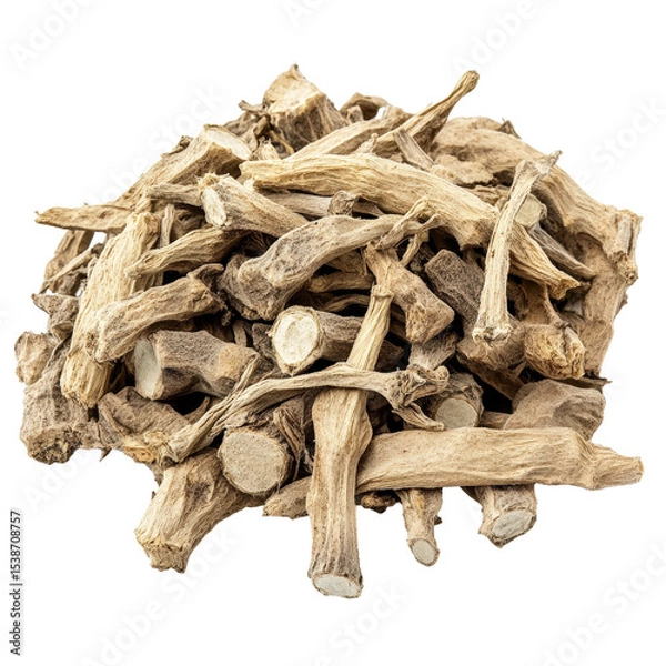 Fototapeta A pile of wood sticks and twigs. The pile is brown and has a rustic appearance