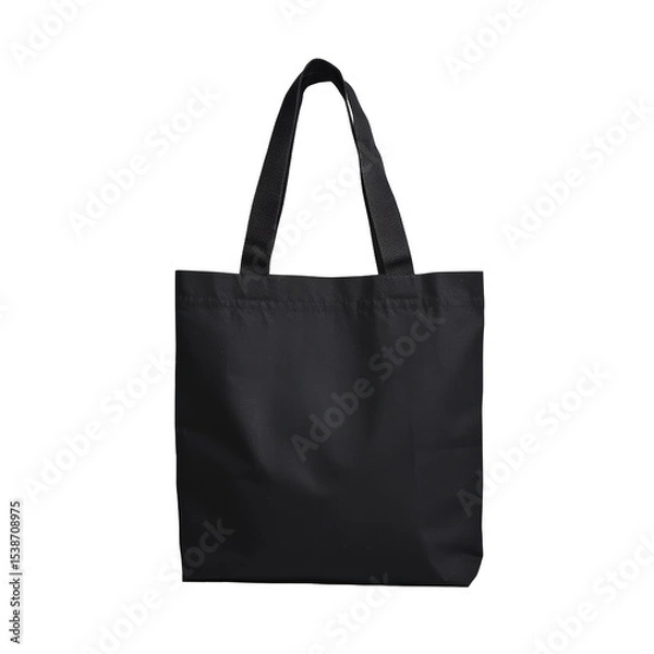 Fototapeta A black bag with a white handle. The bag is made of a black material and is sitting on a white surface