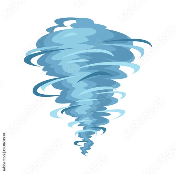 Obraz Hurricane or tornado motion, isolated storm with spiral movements. Vector in flat style, blue cloud or smog. Weather and nature phenomenon bringing destruction and catastrophic consequences