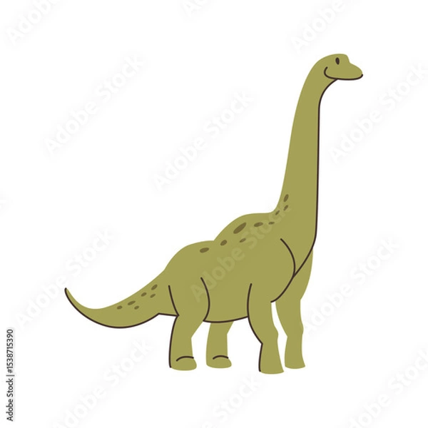 Obraz Dinosaur for printing on textiles, paper for design of children clothing. Vector tyrannosaurus with neck, Brontosaurus funny character. Dino dinosaur animal game personage. Apatosaurus big lizard