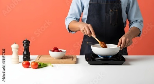 Obraz Cooking Delicious Food A Chef's Guide to Preparing Exquisite Dishes