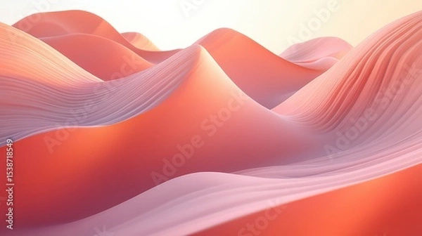 Obraz Smooth Abstract Sand Dunes in Pastel Coral Tones and Morning Light