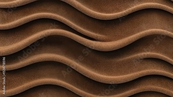 Obraz Layered Brown Textile Waves in Abstract Geometric Formation