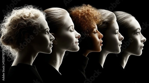 Obraz Diverse women's profiles, serene and elegant