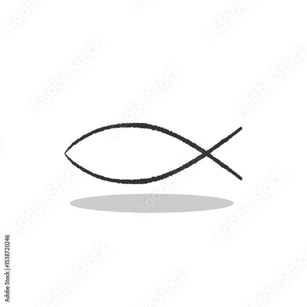 Fototapeta Abstract fish Symbol icon with shadow