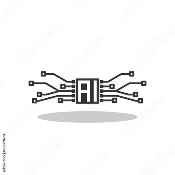 Fototapeta AI Processor logo icon with shadow