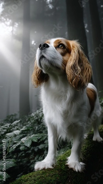 Obraz Dog in misty forest