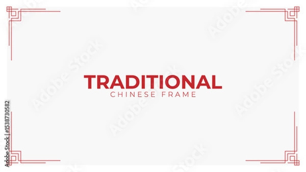 Obraz Elegant Chinese knot vintage frame for story templates, envelopes design and greeting cards. Modern linear minimalist vector design