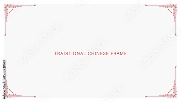 Obraz Elegant Chinese knot vintage frame for story templates, envelopes design and greeting cards. Modern linear minimalist vector design