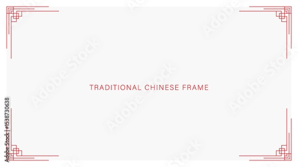 Obraz Elegant Chinese knot vintage frame for story templates, envelopes design and greeting cards. Modern linear minimalist vector design