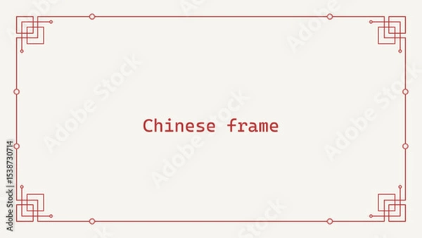 Obraz Elegant Chinese knot vintage frame for story templates, envelopes design and greeting cards. Modern linear minimalist vector design