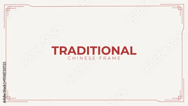 Obraz Elegant Chinese knot vintage frame for story templates, envelopes design and greeting cards. Modern linear minimalist vector design