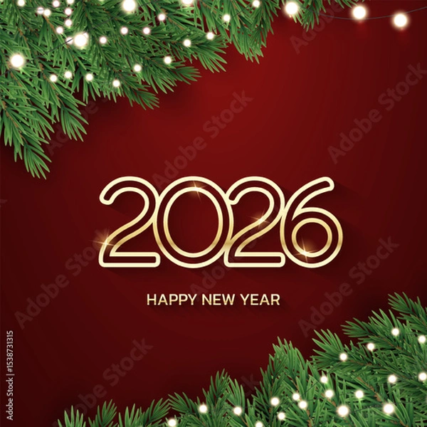 Obraz 3D 2026 Happy new year letters banner, 2026 Happy new year vector art and illustration. 2026 Happy new year letters banner, Happy new year vector art and illustration. can use for, landing page, templ