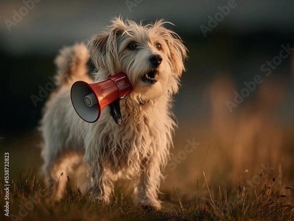 Obraz Dog with megaphone outdoors