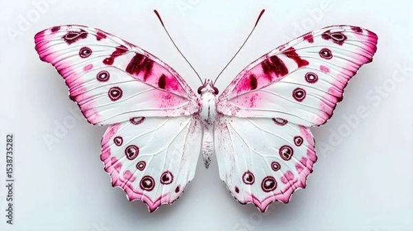 Fototapeta Elegant Pink and White Butterfly with Dark Red Spots on Wings