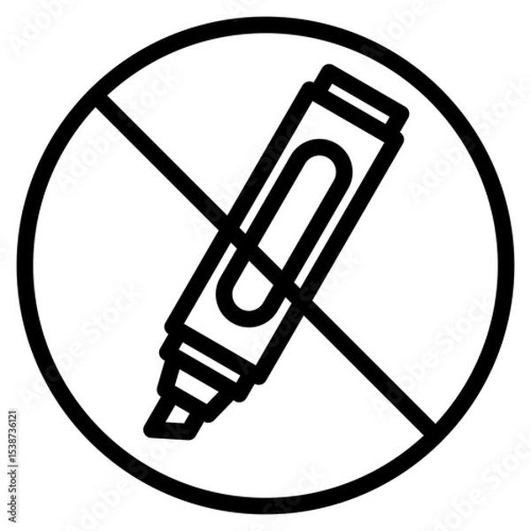 Fototapeta Prohibition Sign Featuring Graphic Marker Crossed Out in Black and White