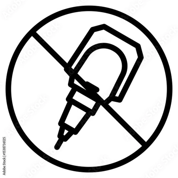 Fototapeta Black Line Art No Glue Gun Symbol in Bold Circular Sign