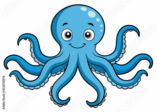 Obraz Hand drawn octopus outline, Black octopus silhouette on white background. Octopus icon vector sign illustration design.