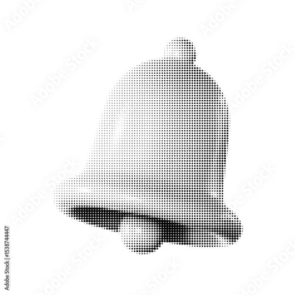 Obraz Halftone bell vector illustration featuring a classic, dotted design. Perfect for digital art, retro themes, notifications, or holiday projects. Timeless, stylish, and versatile graphic.