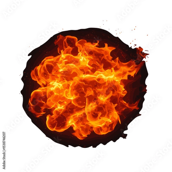Fototapeta Fire explosion with bright flames and smoky background effect  