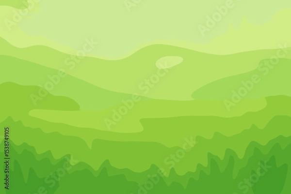 Fototapeta Lush Abstract Pastel Green Landscape Background. Blurred Gentle Grass Field and Rolling Hills. Soft Spring Nature Scene. Vibrant Outdoor Vector Backdrop for Eco, Organic, Fresh, Summer Designs