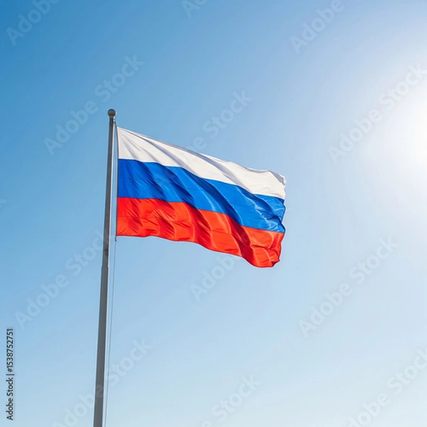 Fototapeta drapeau russe sous un ciel bleu
