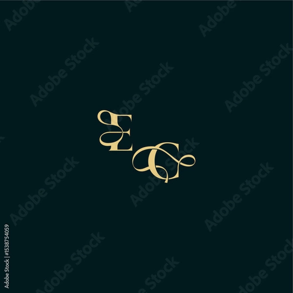 Fototapeta wedding logo initial EC elegant and curvy style monogram bold concept design letter