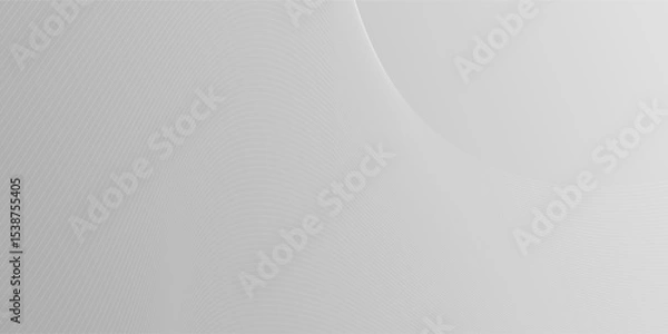 Fototapeta White paper texture with subtle metallic tones and soft gray background. White banner with thin, parallel lines. The lines are curved and create a subtle, organic pattern. Light shines from the top 