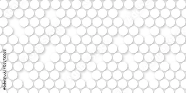 Fototapeta White tiles wall. round marble textures, ball tiles. Top view pavement circle block white texture with seamless patterns floor background. Air Bubble wrap texture background. Textured Background.