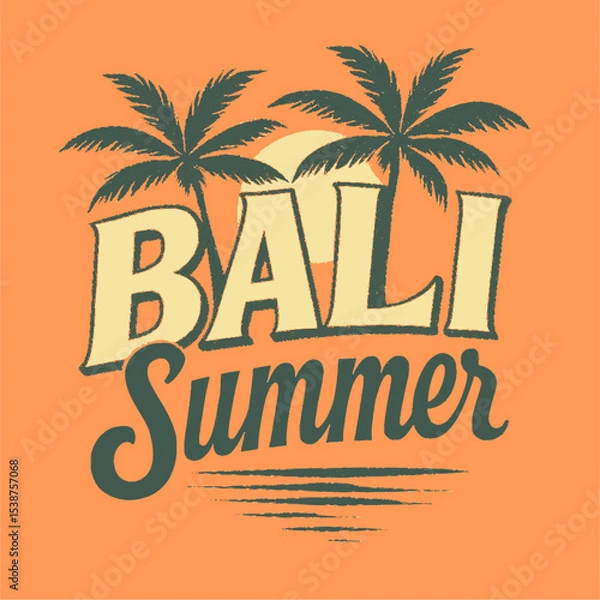 Obraz Vintage Bali summer print with palm tree and tropical beach