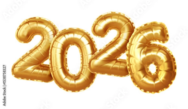 Fototapeta Gold Balloon Numbers Depicting the Year 2026, Perfect for Party Events