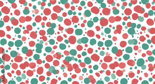 Obraz Vibrant red and green polka dot pattern on white background vector illustration