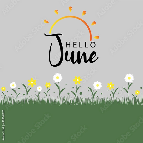 Fototapeta June vector background illustration. it is suitable for card, banner, or poster