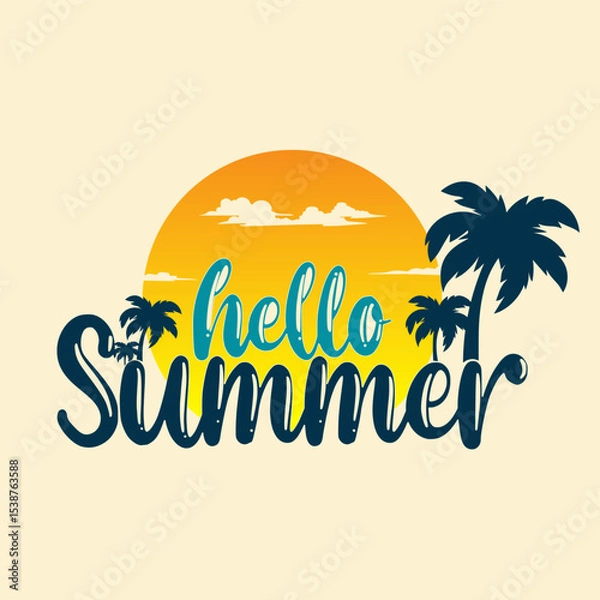 Obraz summer vector illustration background. it is suitable for card, banner, or poster