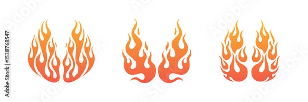 Fototapeta Unique Crayon drawn red fire flames icons collection. Fire flame icon. Crayon vector logo. Hot fire on white background. Flame simple illustration. Graphic heat symbol. Hand drawn  