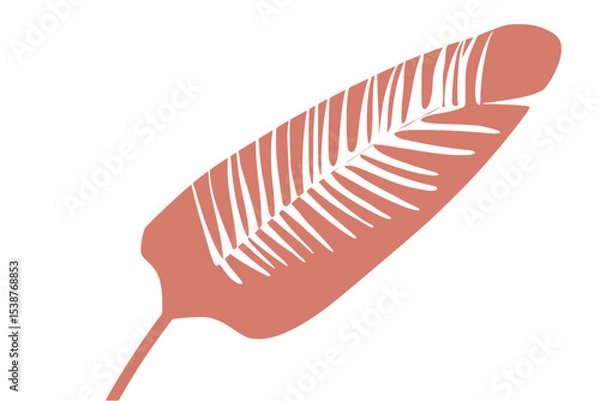 Fototapeta Salmon Pink Leaf Abstract Minimalist Botanical Illustration