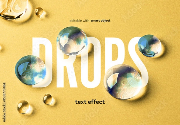 Fototapeta Drops Text Effect