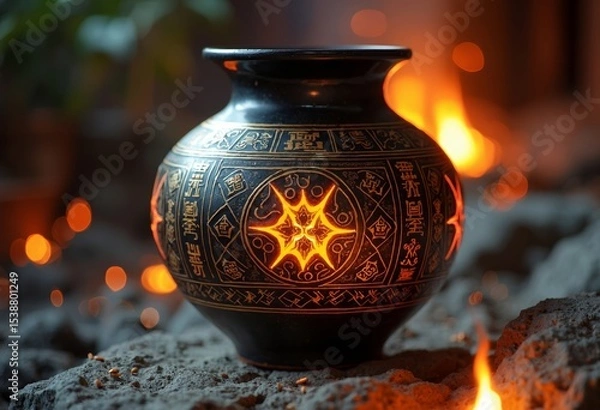 Fototapeta Ancient totems of pottery jars