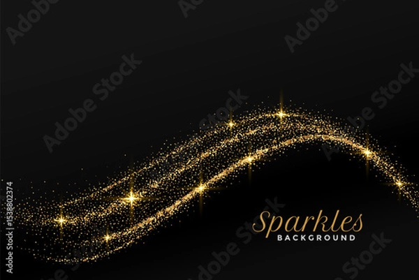 Obraz Golden sparkles flowing in wave background design