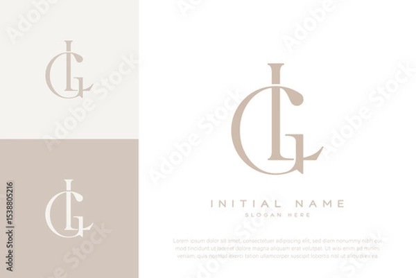 Obraz LG GL initial letter handwriting and luxury logo