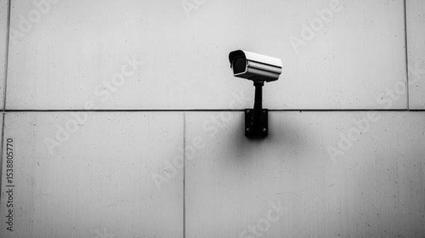 Fototapeta Weatherproof Bullet CCTV Camera Mounted on Minimalist Pole