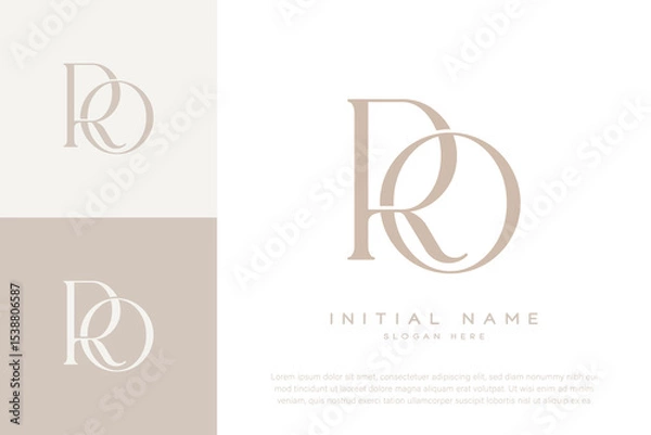Fototapeta RO OR initial letter handwriting and luxury logo