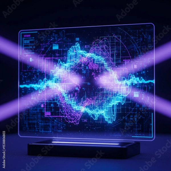 Obraz Pantalla Holográfica con Visualización de Datos