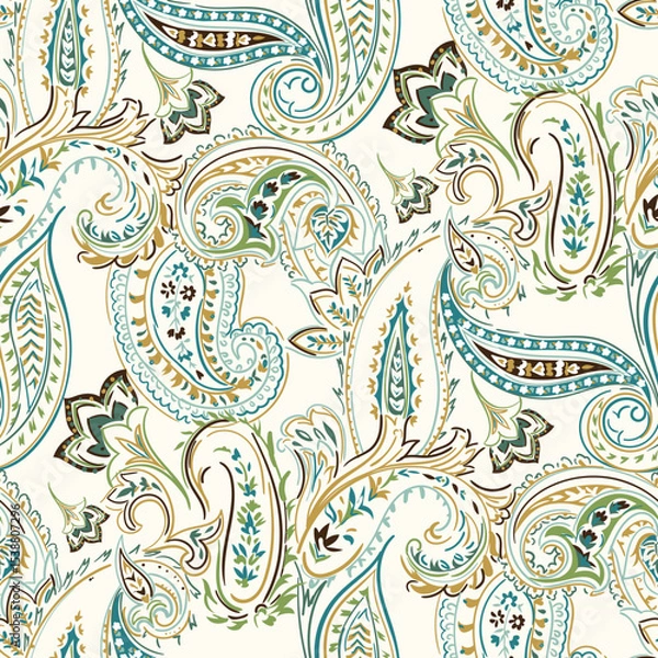 Fototapeta abstract paisley seamless  pattern on background