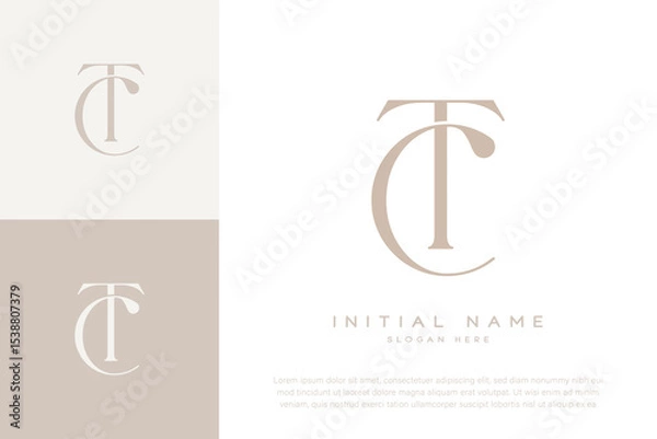 Obraz TC CT initial letter handwriting and luxury logo