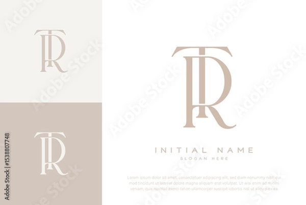 Obraz TR RT initial letter handwriting and luxury logo